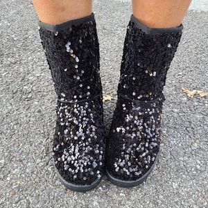 Black Sequins Boots